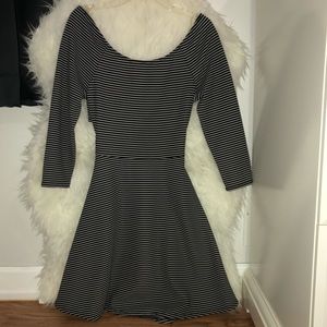 Black & White Striped Skater Style Dress